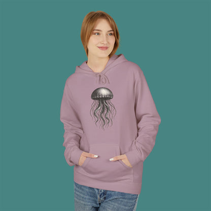 Vintage Etching Jellyfish Fleece Unisex Hoodie