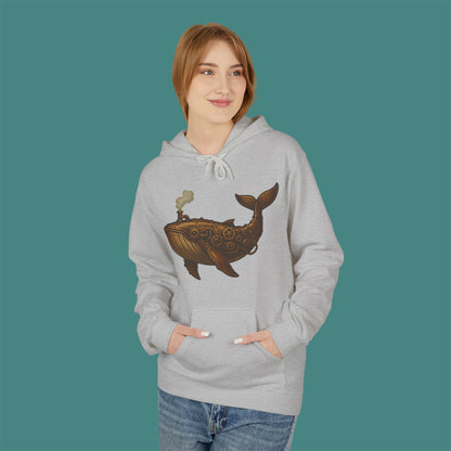 Steampunk Mechanical Whale Fleece Unisex Hoodie