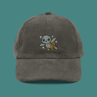 Cartoon Cute Turtle Corduroy Embroidered Cap