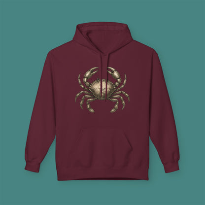 Vintage Etching Crab Fleece Unisex Hoodie