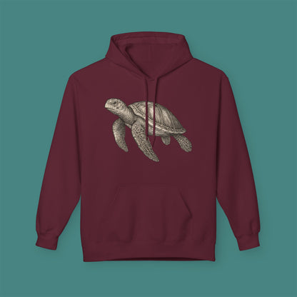 Vintage Etching Turtle Fleece Unisex Hoodie