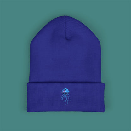 Geometric Polygon Jellyfish Embroidered Beanie