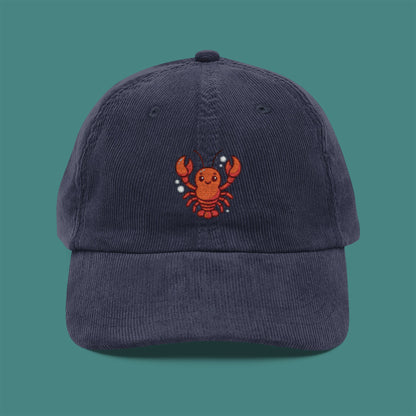 Cartoon Cute Lobster Corduroy Embroidered Cap