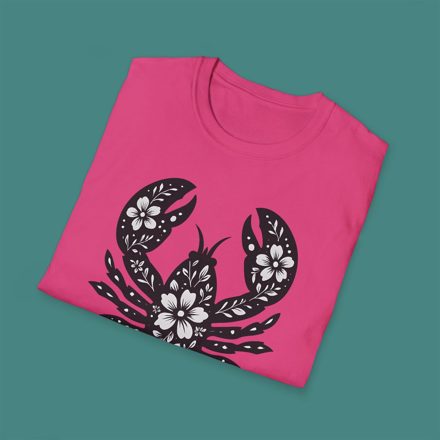 Floral Lobster Silhouette Unisex T-Shirt