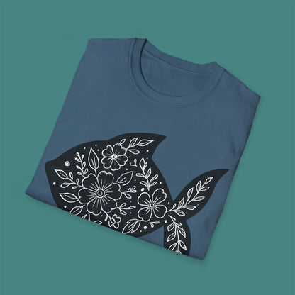Floral Fish Silhouette Unisex T-Shirt