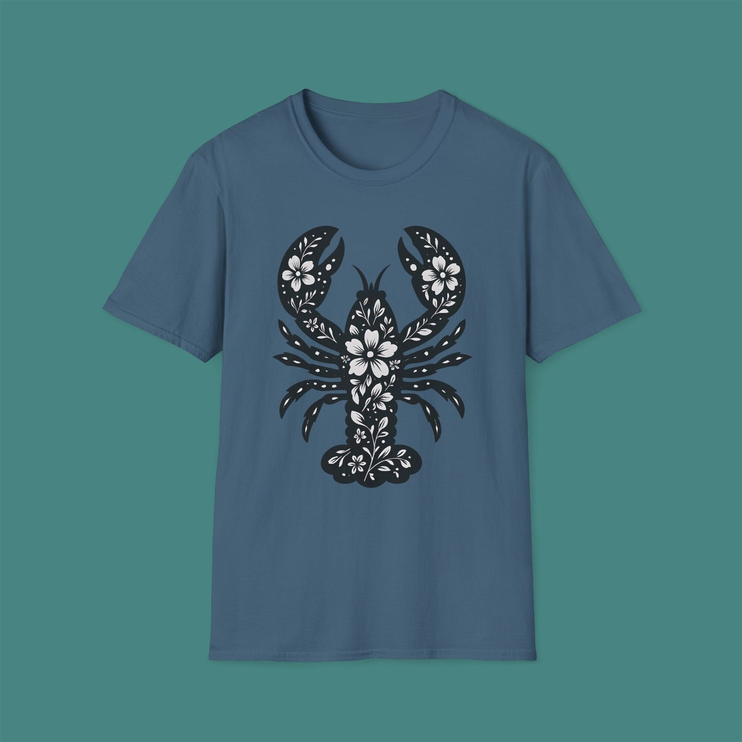 Floral Lobster Silhouette Unisex T-Shirt