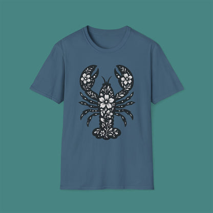 Floral Lobster Silhouette Unisex T-Shirt