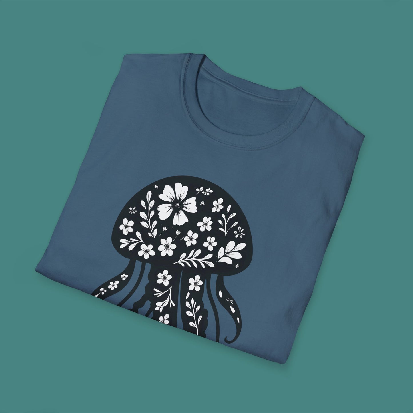 Floral Jellyfish Silhouette Unisex T-Shirt