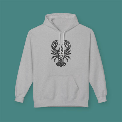 Floral Lobster Silhouette Fleece Unisex Hoodie