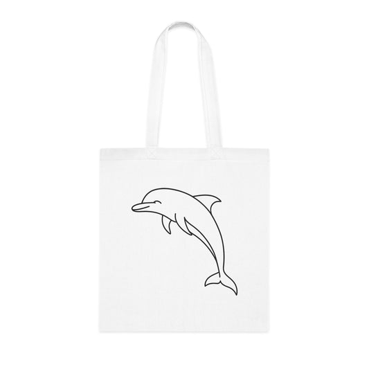Minimalist Line Art Dolphin Tote Bag