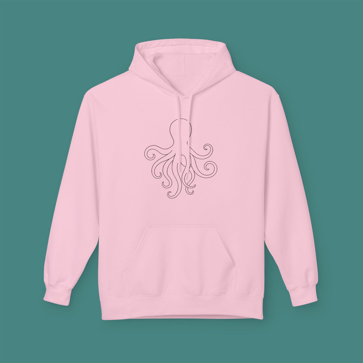 Minimalist Line Art Octopus Fleece Unisex Hoodie