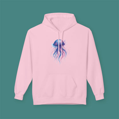 Watercolor Splash Jellyfish Fleece Unisex Hoodie