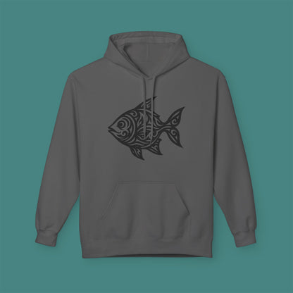 Tribal Tattoo Fish Fleece Unisex Hoodie
