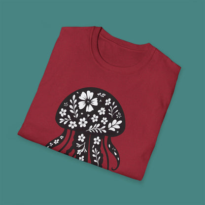Floral Jellyfish Silhouette Unisex T-Shirt