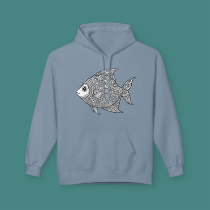 Intricate Mandala Fish Fleece Unisex Hoodie