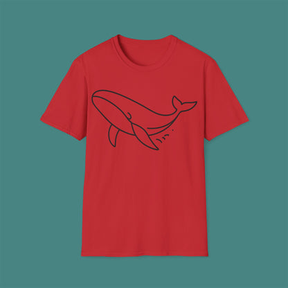 Minimalist Line Art Whale Unisex T-Shirt