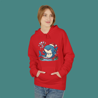 Christmas Whale Fleece Unisex Hoodie