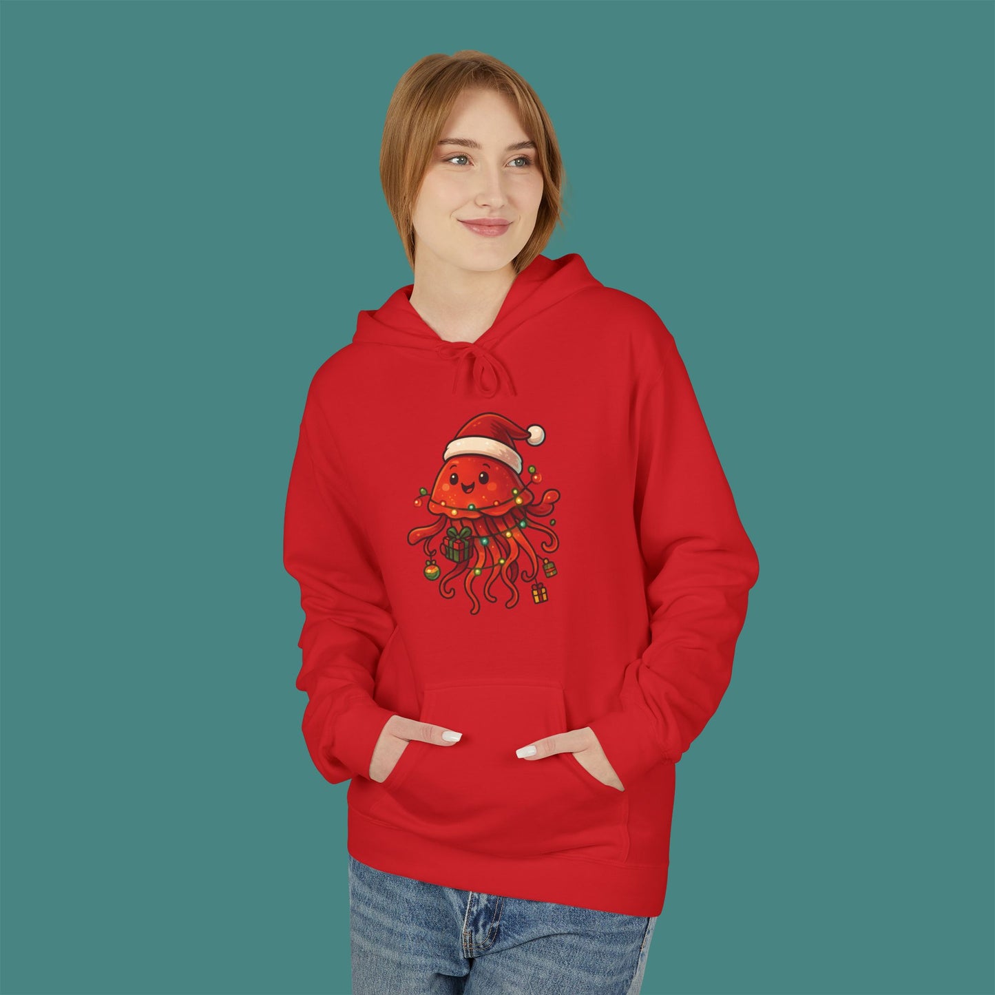 Christmas Jellyfish Fleece Unisex Hoodie