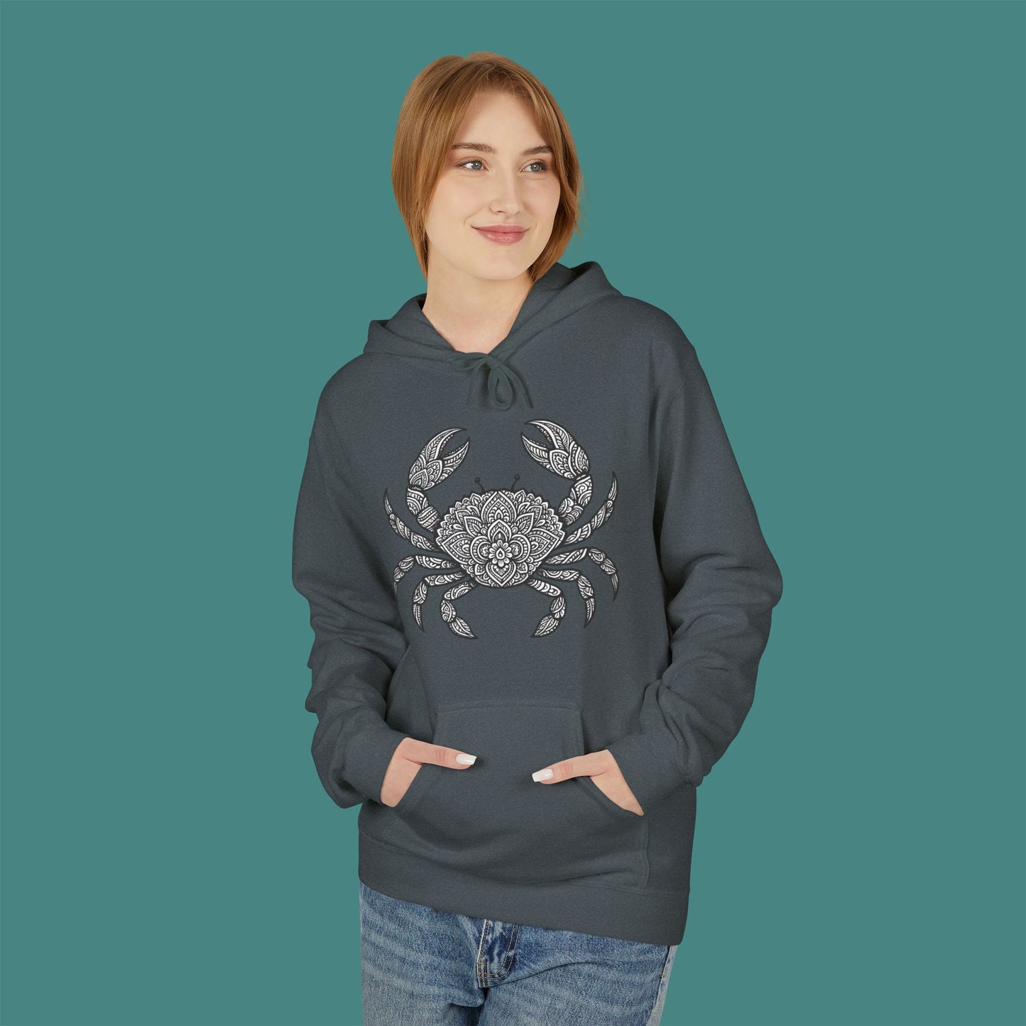 Intricate Mandala Crab Fleece Unisex Hoodie