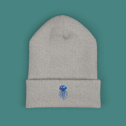 Geometric Polygon Jellyfish Embroidered Beanie