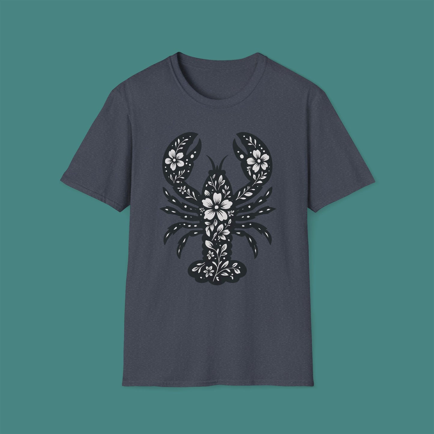 Floral Lobster Silhouette Unisex T-Shirt