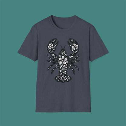 Floral Lobster Silhouette Unisex T-Shirt