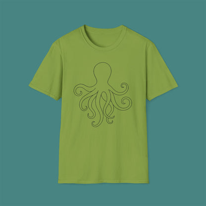 Minimalist Line Art Octopus Unisex T-Shirt