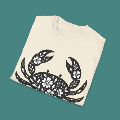Floral Crab Silhouette Unisex T-Shirt
