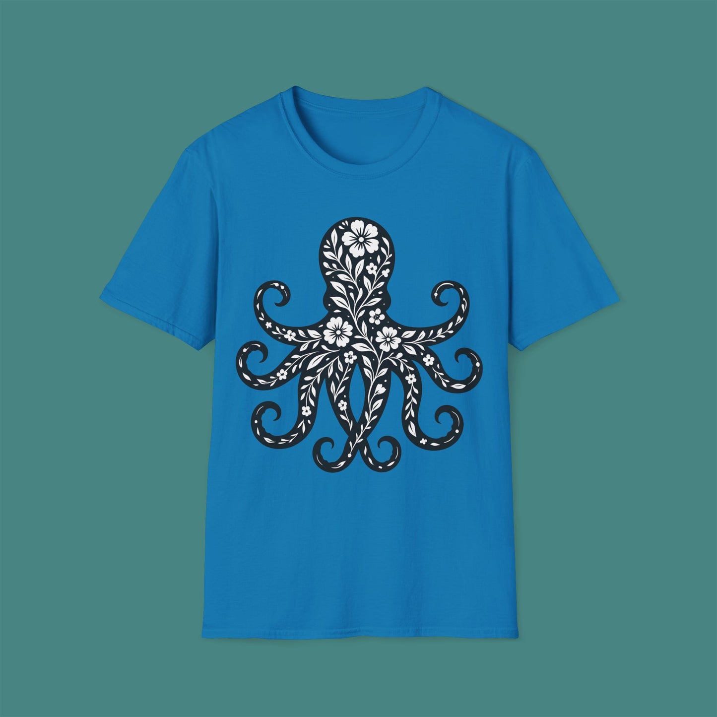 Floral Octopus Silhouette Unisex T-Shirt