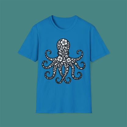 Floral Octopus Silhouette Unisex T-Shirt