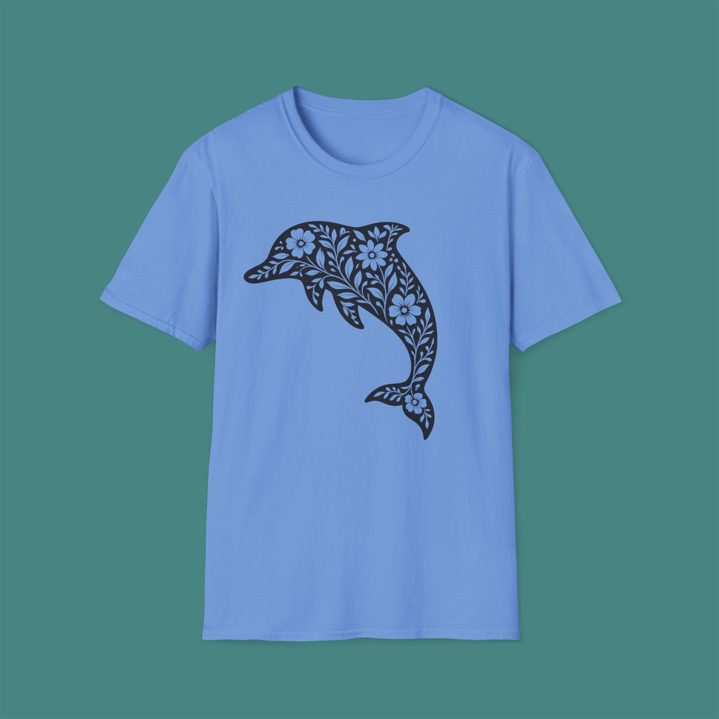 Floral Dolphin Silhouette Unisex T-Shirt