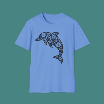 Floral Dolphin Silhouette Unisex T-Shirt