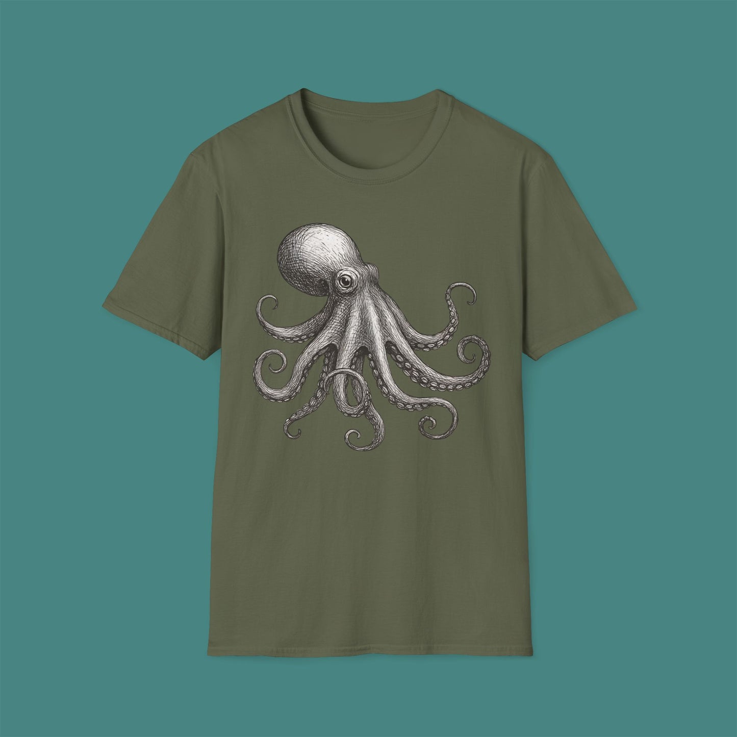 Vintage Etching Octopus Unisex T-Shirt