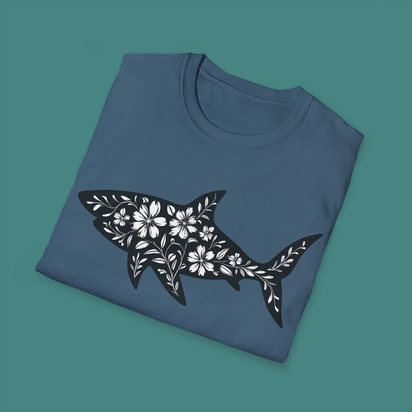 Floral Shark Silhouette Unisex T-Shirt