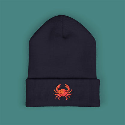 Geometric Polygon Crab Embroidered Beanie
