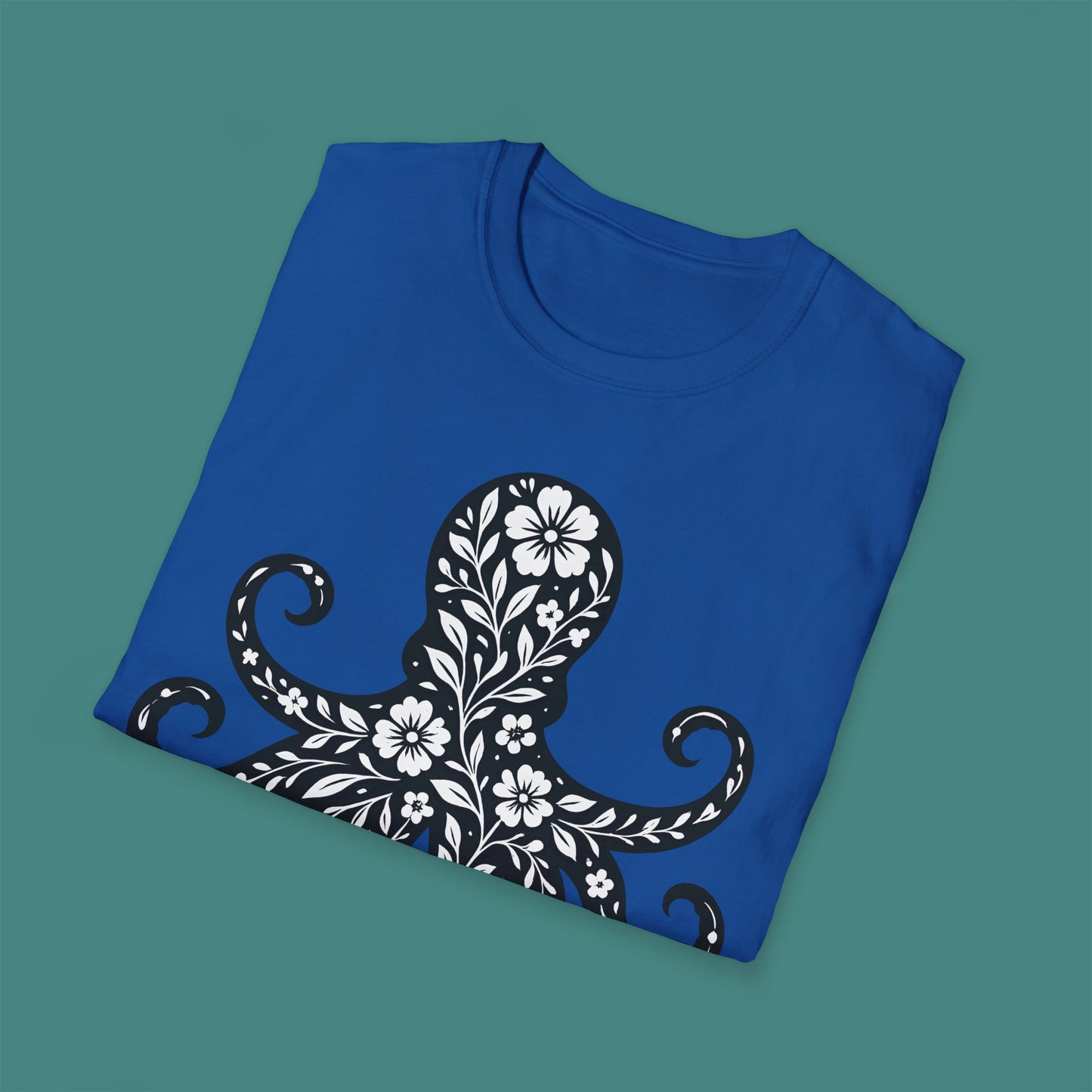Floral Octopus Silhouette Unisex T-Shirt