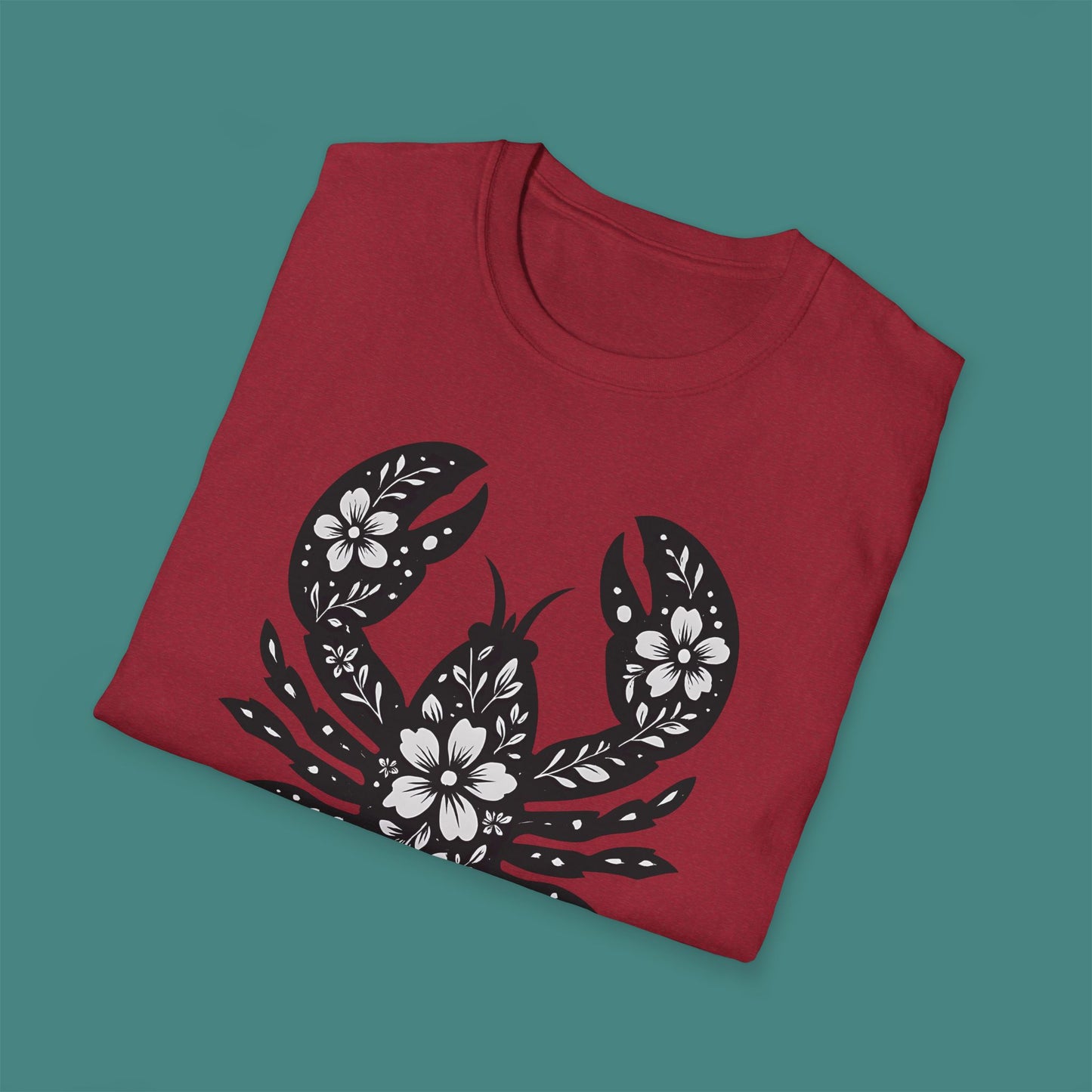 Floral Lobster Silhouette Unisex T-Shirt
