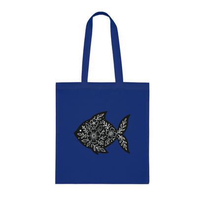 Floral Fish Silhouette Tote Bag