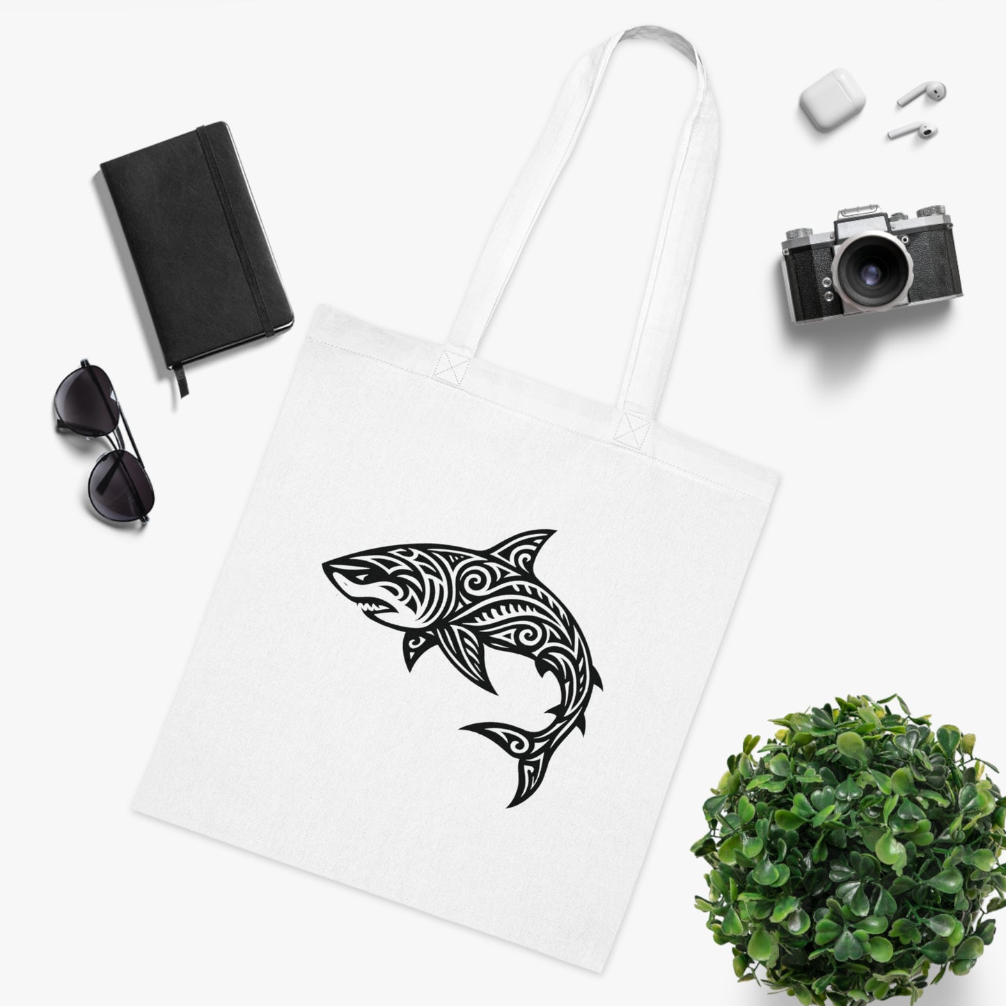 Tribal Tattoo Shark Tote Bag