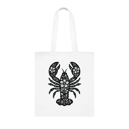 Floral Lobster Silhouette Tote Bag