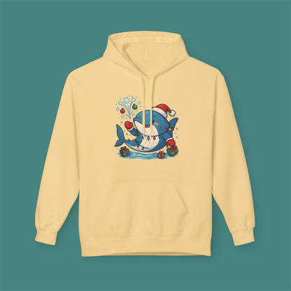 Christmas Whale Fleece Unisex Hoodie