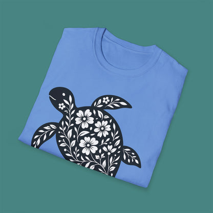 Floral Turtle Silhouette Unisex T-Shirt