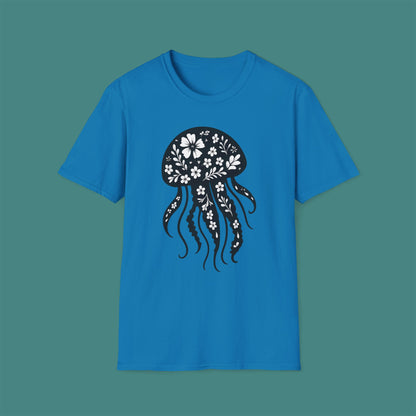 Floral Jellyfish Silhouette Unisex T-Shirt