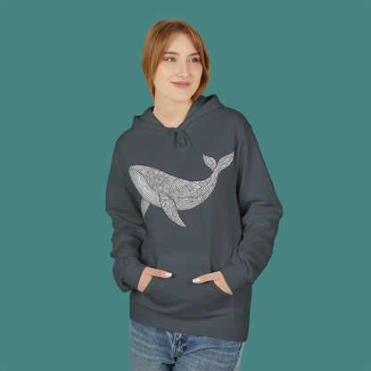 Intricate Mandala Whale Fleece Unisex Hoodie