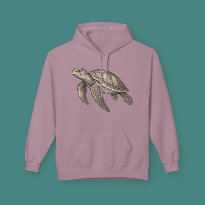 Vintage Etching Turtle Fleece Unisex Hoodie