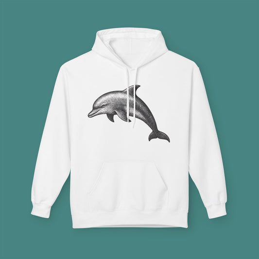 Vintage Etching Dolphin Fleece Unisex Hoodie