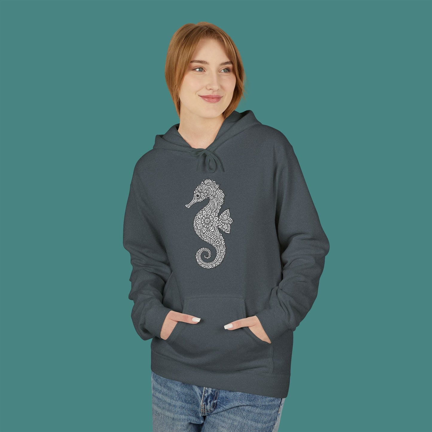 Intricate Mandala Seahorse Fleece Unisex Hoodie