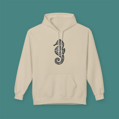 Floral Seahorse Silhouette Fleece Unisex Hoodie