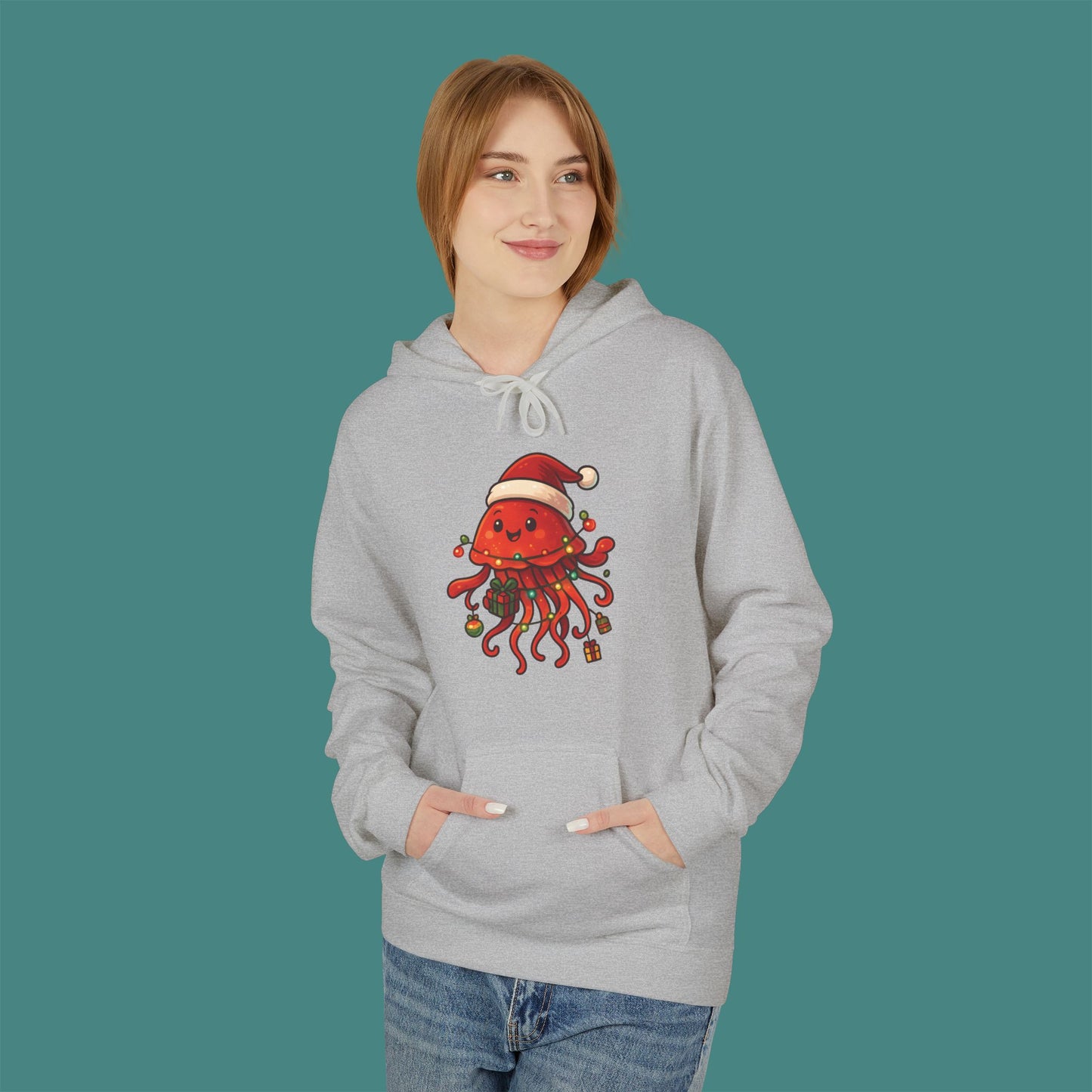 Christmas Jellyfish Fleece Unisex Hoodie