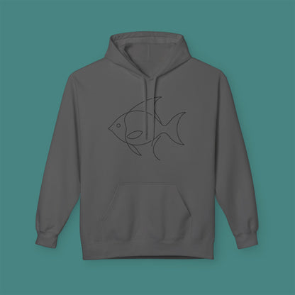 Minimalist Line Art Fish Fleece Unisex Hoodie